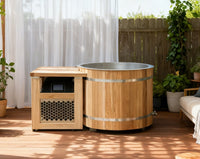 Cuve bain froid acrylique Polairo Ultra avec refroidisseur, vue d'ambiance